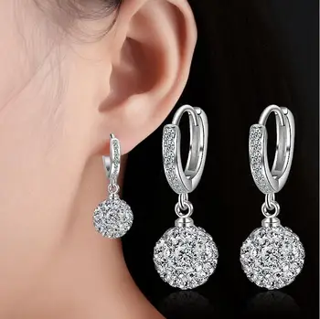 

2019 new arrival hot sell fashion Rhinestone crystal 925 sterling silver ladies`stud earrings female jewelry wholesale gift