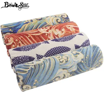 

Booksew African Fabric Ankara Telas Por Metro Cotton Linen Fabric Patches Tissu 4PCS 45x45cm Sewing DIY Cushion Curtain Bag