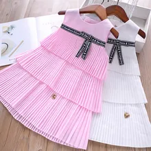 Roimyal/, лето г., 2 цвета, для детей от 2 до 6 лет, милое плиссированное платье на бретелях без рукавов с надписью «Love» для девочек