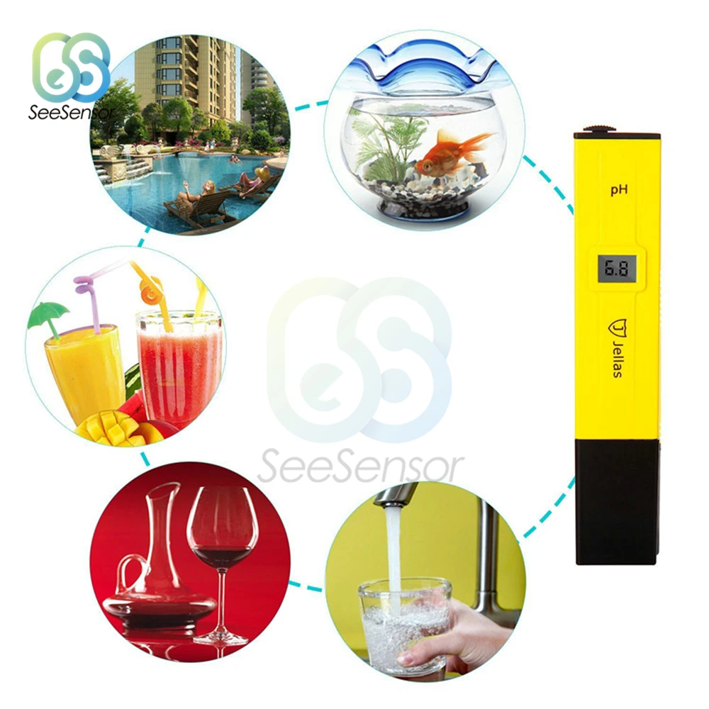 PH 0.1-14.00 Portable Digital PH Meter Tester Pen for Aquarium Pool Water Quality Lab PH Monitor with ATC