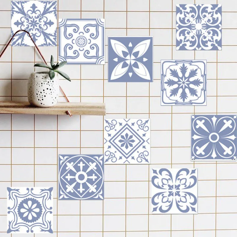 

Retro Wall Tiles Stickers 3D Kitchen Wall Sticker Bathroom Toilet Adhesive Waterproof PVC Wallpaper Waist Line