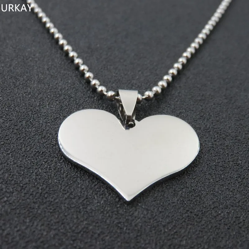 

Silver Tone Stainless Steel Love Heart Pendant Necklace, Fashion Heart Dog tags Necklace Pendant, Gift Jewelry