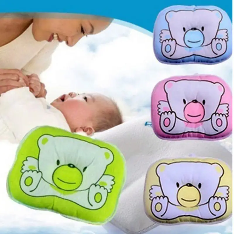 

Newborn Infant Baby Bear Pattern Pillow Sleeping Support Prevent Flat Head Cushion Plush Animal Shape Cute Soft Pillow