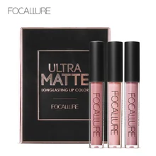 Focalure 3 Pcs Tahan Lama Warna Bibir Makeup Tahan Air Lip Gloss Red Velvet Ultra Nude Matte Lipstik Berwarna-warni(China)