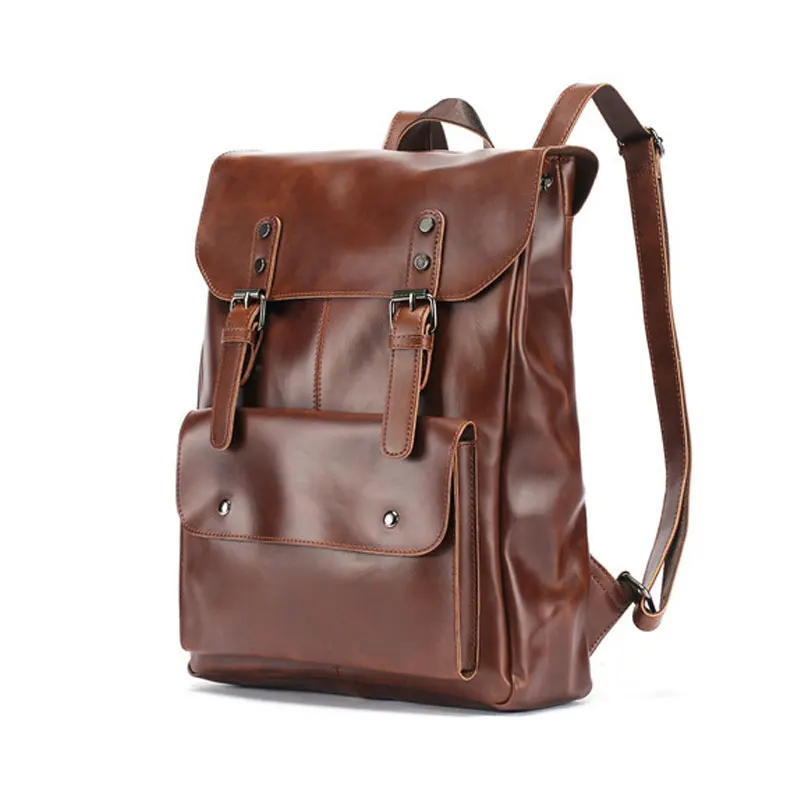 Koop Nieuwe Vintage Mannen Hasp Rugzak Engeland Stijl Mode Retro Crazy Horse Lederen Rugzakken mannen Tas Mochila Mannelijke Bolsa Sac
