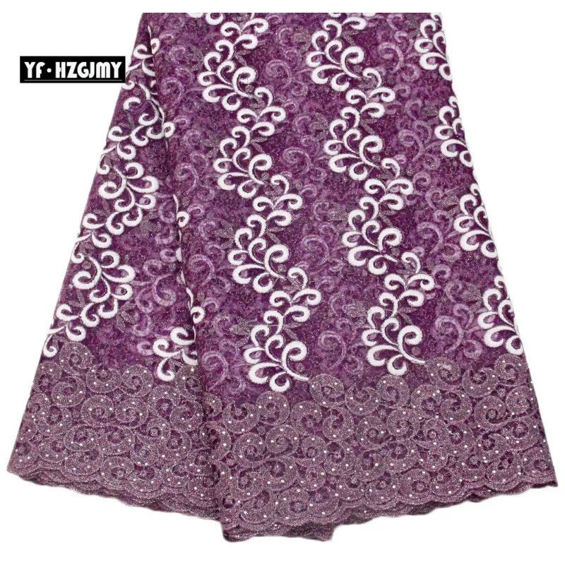 

YF HZGJMY French Lace Fabric Latest African Lace 2019 Embroidered High Quality Tulle Lace Fabric Net Lace with Stones A1719