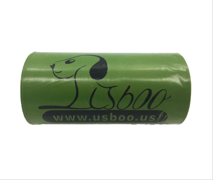 

8 rolls Disposable ECO Trash Dog Poo bag small roll flat top type plastic Garbage bag with free dispenser