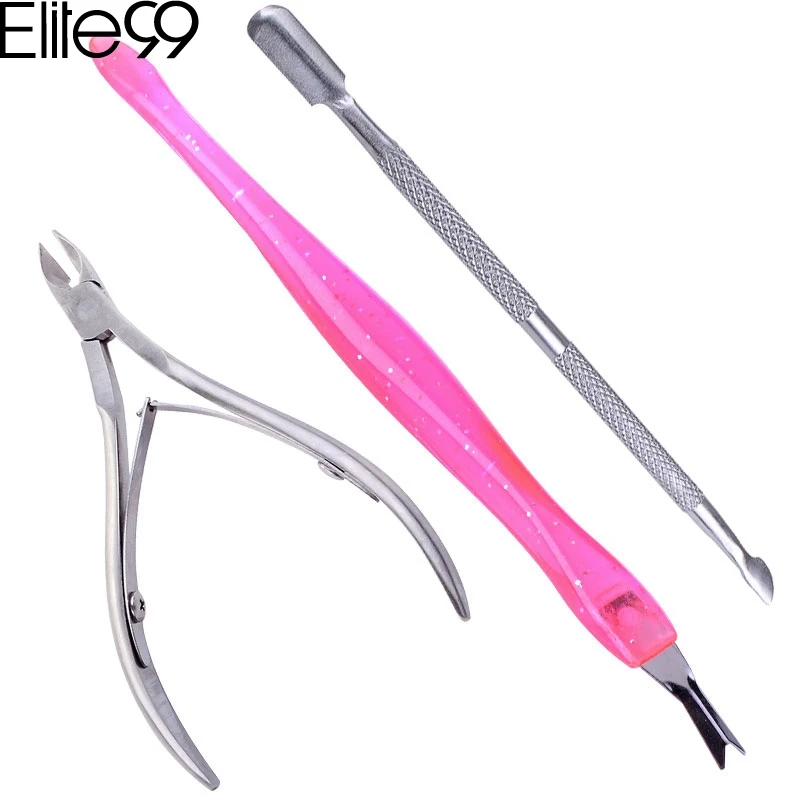 

Elite99 Nail Art Cuticle Pusher Nipper Remover Clippe 3pcs Stainless Steel Nail Tool Nail Scissors Cuticle Nipper Remover