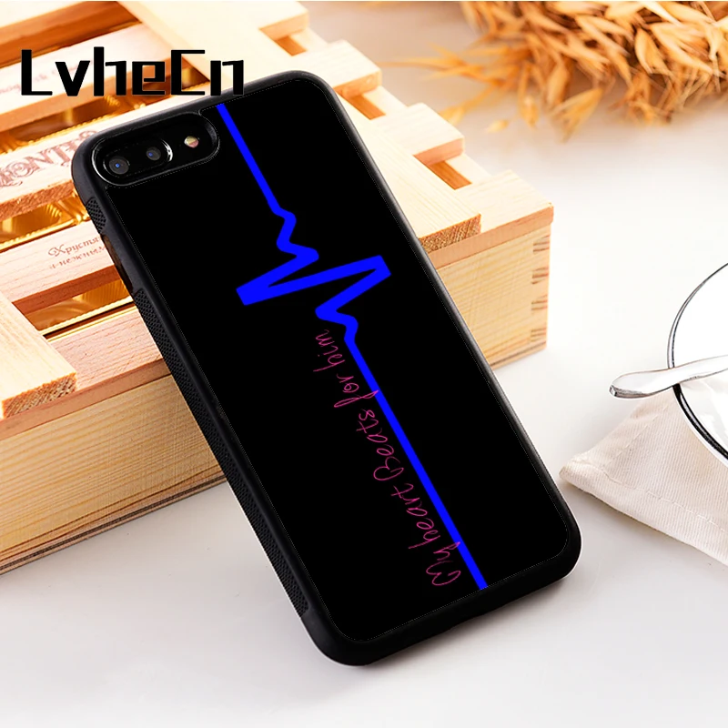 

LvheCn 5 5S SE phone cover cases for iphone 6 6S 7 8 Plus X Xs Max XR Soft Silicon TPU Thin Blue Line Police Heart Beat