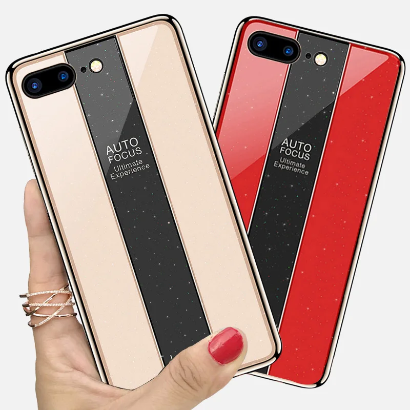KaiNuEn Coque cover case For Apple iPhone 7 8 plus Iphone8 iPhone7 7s 7Plus 8plus i On glitter Luxury glass phone back cases | Мобильные