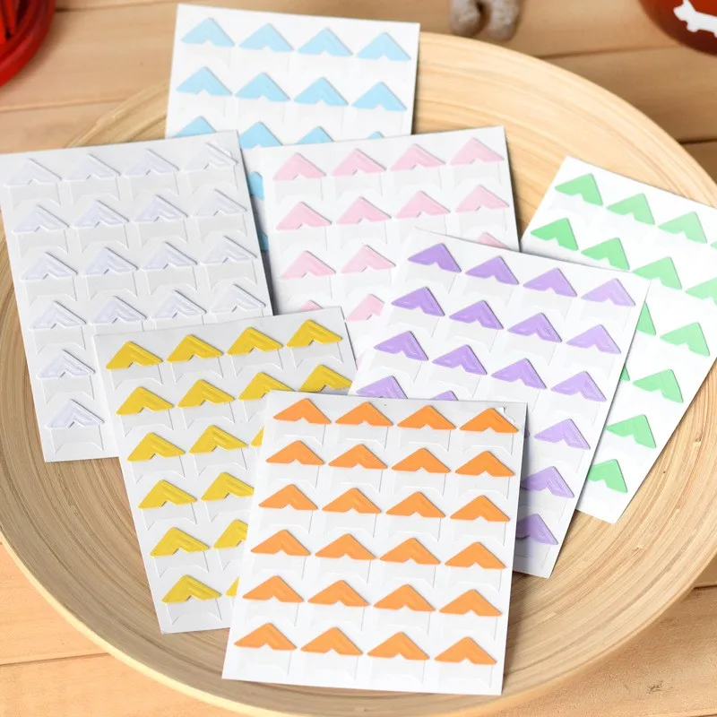 

192Pcs/lot Color Paper Corner Stickers For Photo Album Props Photos Decor Corner Stickers Photo Album