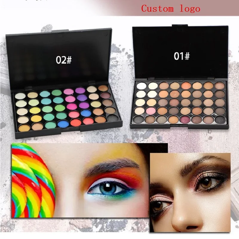

Customizable logo 40 colors Palette Matte Color Pigments MakeUp Eye Shadow Glitter Matte Waterproof Eyeshadow Nude Palette