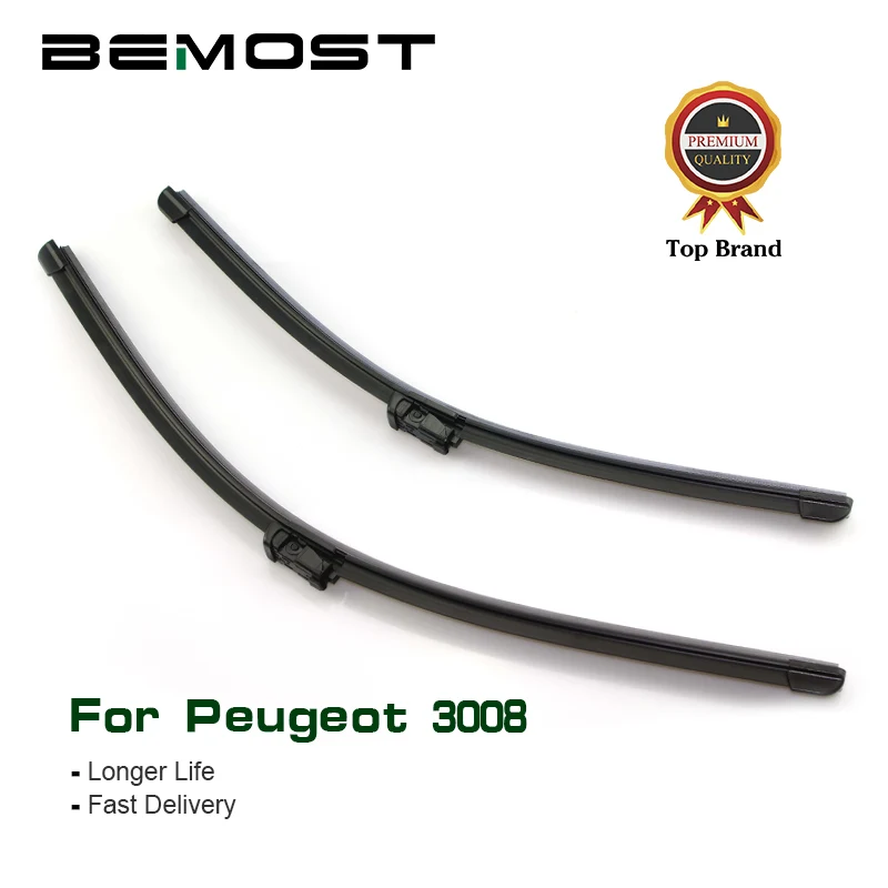 

BEMOST Car Wiper Blades Rubber For Peugeot 3008,2008 2009 2010 2011 2012 2013 2014 2015 2016 2017 2018 Fit Push Button Arm