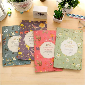 

2pcs/lot 21*14.2cm Flowers And Birds Color A5 Car Line Book Notebook Diary 32K 32 Sheets Notebook Homework Book Student Prizes