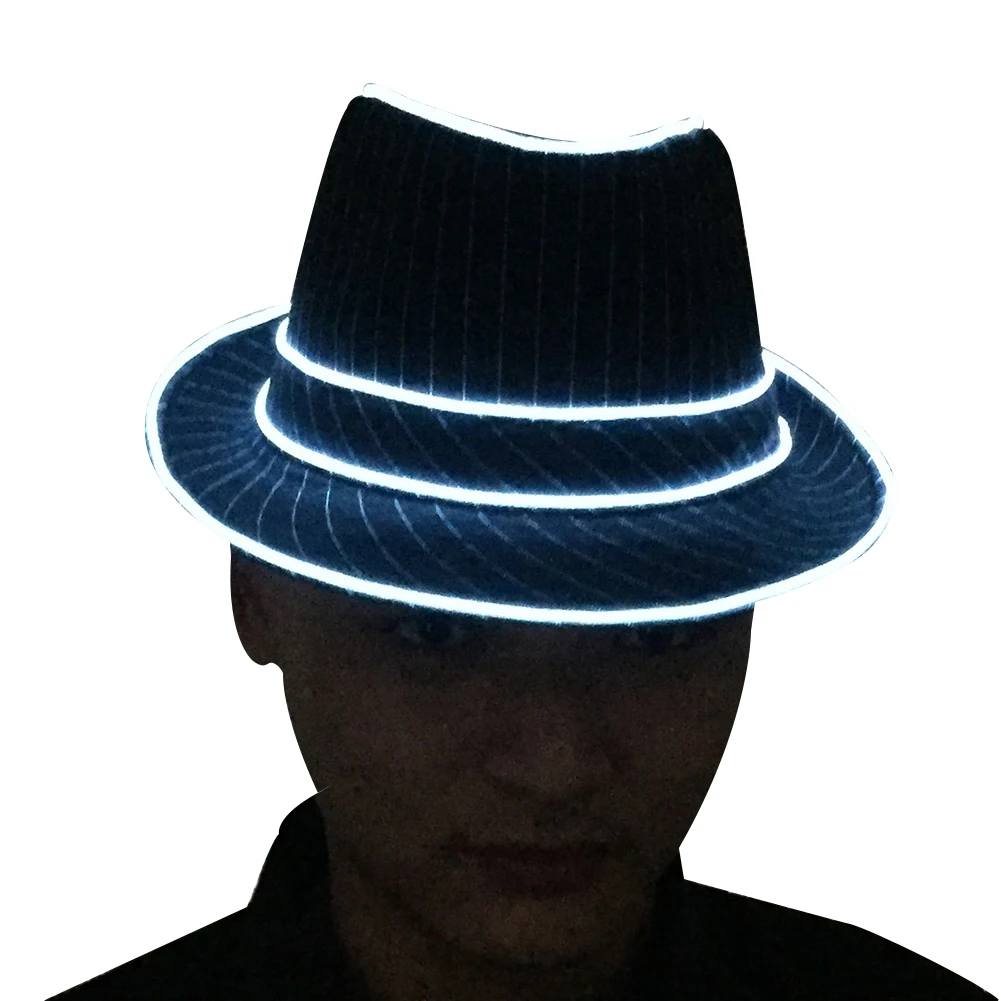 Kaigelin Новый светодиодный подсветкой светящиеся шляпа английский Top Hat Блестящий джаз шляпа ФЕСТИВАЛЬ торжества Маскарад Опора свечение