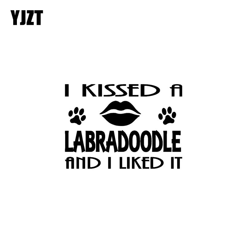 

YJZT 14.3CM*10.4CM I KISSED A LABRADOODLE AND I LIKED IT CAR STICKER VINYL DECAL Black/Silver C3-0250