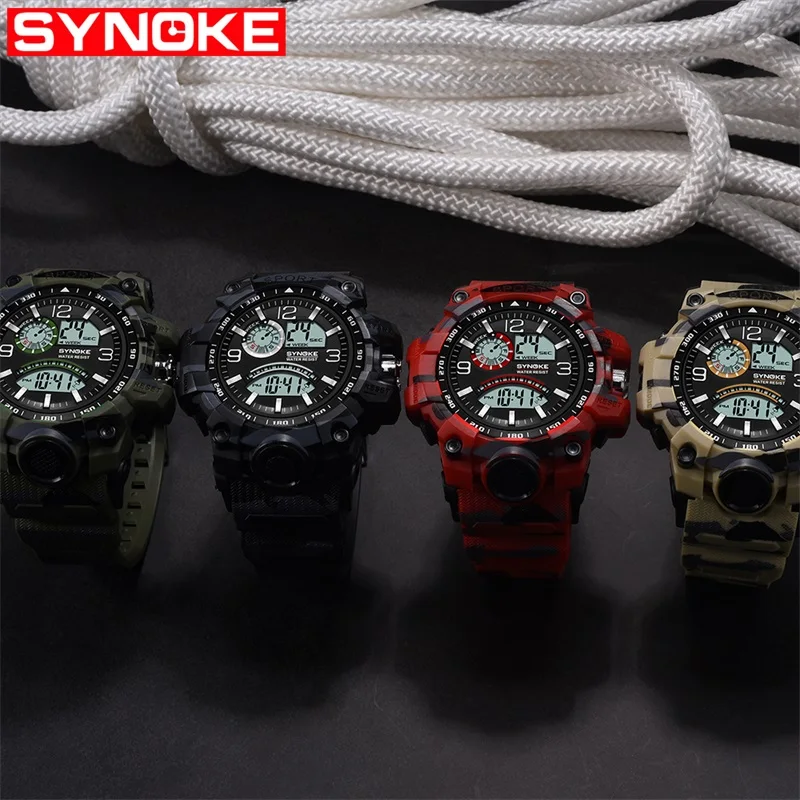 SYNOKE Цифровые мужские спортивные часы 30 м водонепроницаемые светодиодный