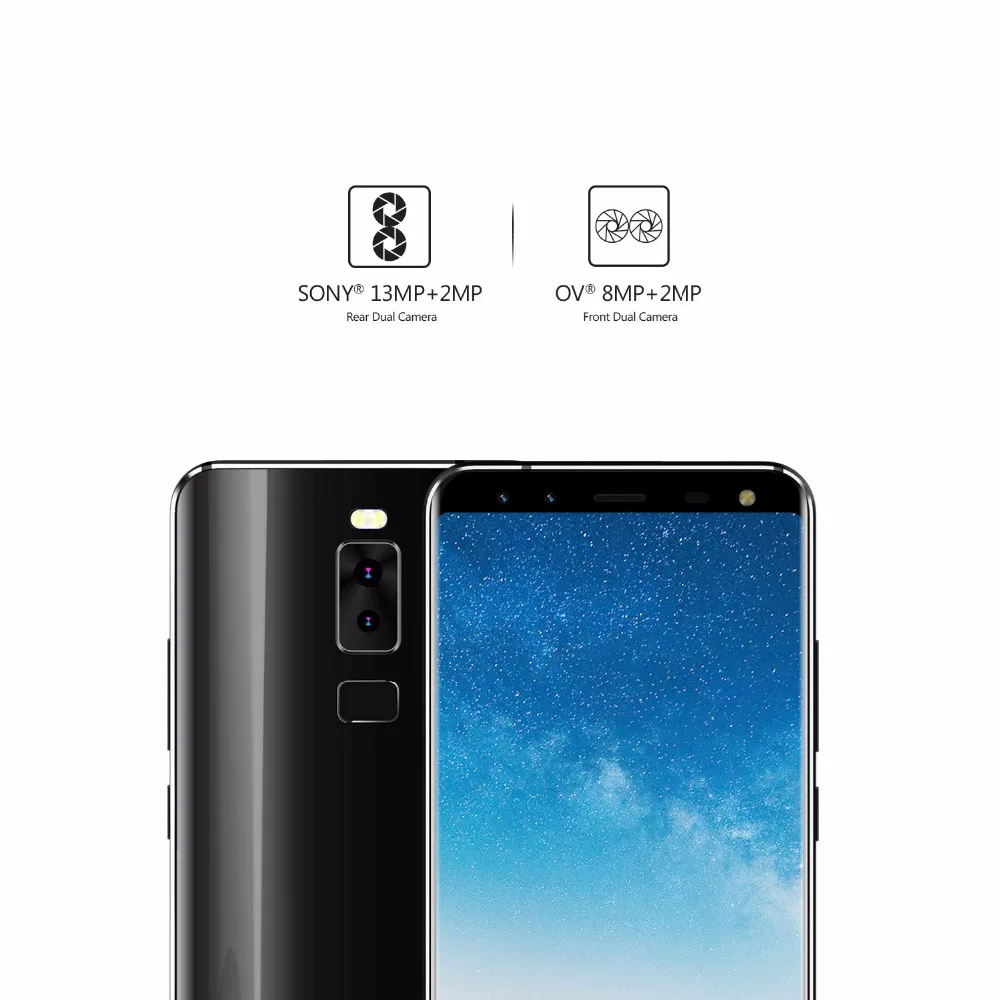  LEAGOO S8 Smartphone 5.72'' HD+ IPS 1440*720 Screen Android 7.0 MTK6750 Octa Core 3GB+32GB Quad-Cam