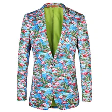 Мужские блейзеры Популярные Новые Фламинго шаблон мужской тонкий Печатный костюм Мужская мода Премиум куртка на одной пуговице