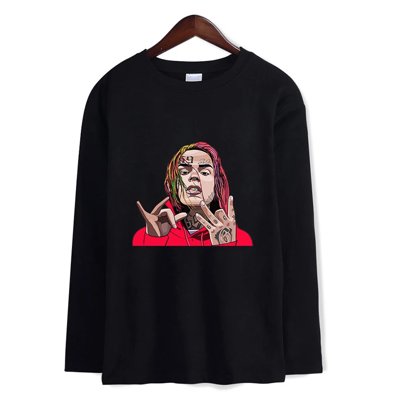 

6ix9ine Print Fashion Sport Hip Hop T-shirts Men Women T Shirts Casual Tee Shirt Tops Round Neck Long Sleeve T-shirt Sweatshirts