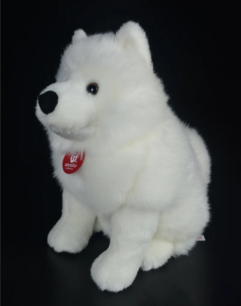 Brinquedos de Pelúcia Brinquedo de Pelúcia Filhote de Cachorro Animais de Pelúcia Presentes de Natal Lifelike Samoyed Bonito Simulação Cão Branco Brinquedo Aniversário 28cm 5 de cachorro animais de pelúcia brinquedo aniversário presentes de natal