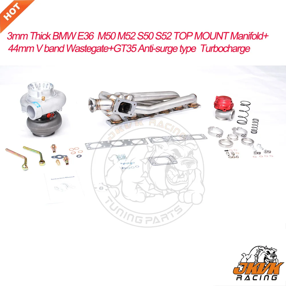 JKVK гоночный 3 0 мм толстый монтажный коллектор + 44 V band Wastegate T3 GT35 Turbo для E36 M50 M52 S50 S52