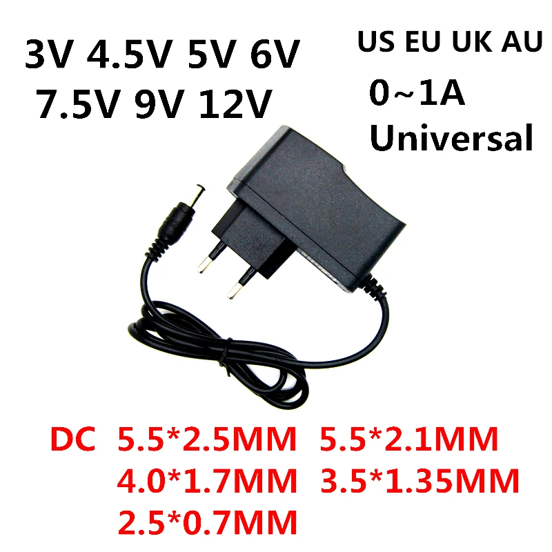 AC 110 240V DC 3V 4 5 V 5V 6V 7 9V 12 0.5A 1A Питание 3 6 9 вольт адаптер Зарядное устройство для