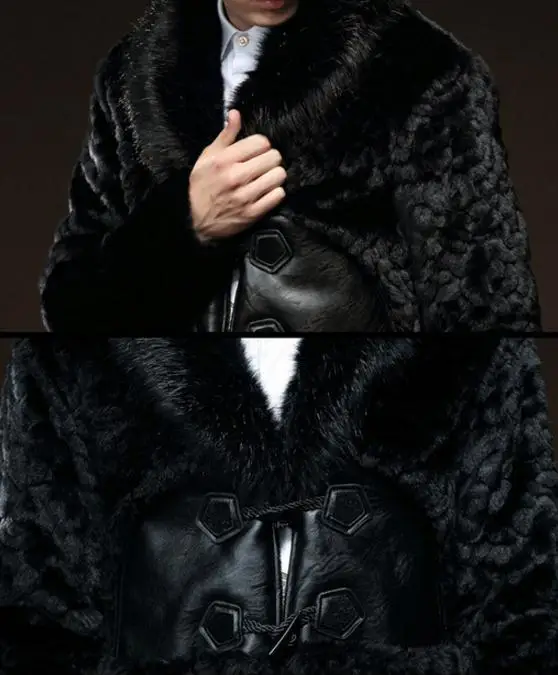 S/6Xl мужские повседневные куртки с отложным воротником, длинная куртка из искусственного меха норки, Черная мужская верхняя одежда большого размера из искусственного меха K807