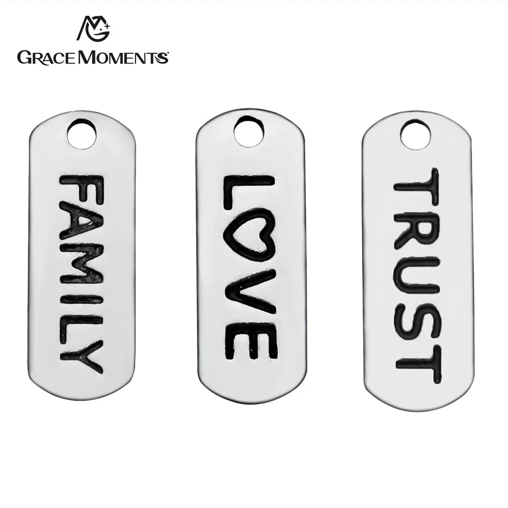 

20pcs/Lot Grace Moments Stainless Steel Charms Family Love Trust Charms Pendants for Fashion Jewelry Making DIY Handmade Gift
