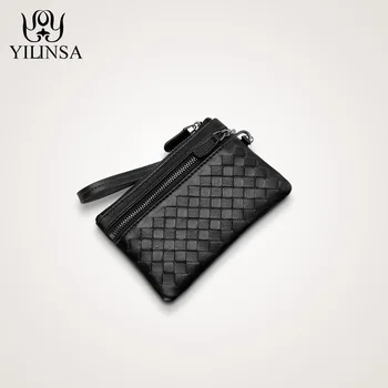

Designer Wallets Women Wallet 2019 Key Chain Purse Ladies 100% Sheepskin Genuine Leather Purses And Handbags Handmade Knitting