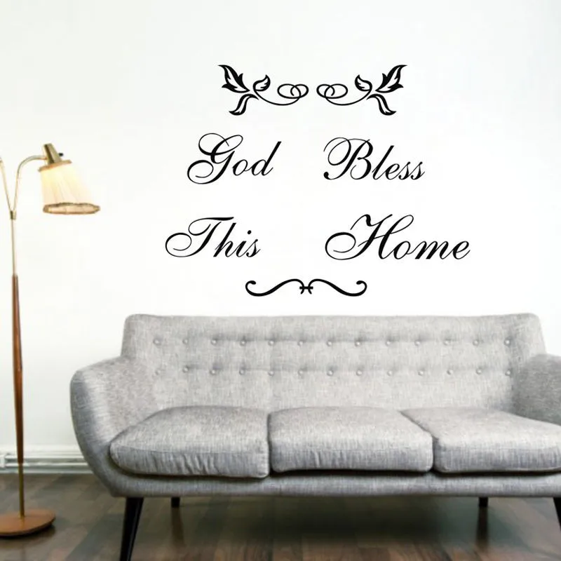 large size god bless this home art Vinyl Wall Quote stickers home decor