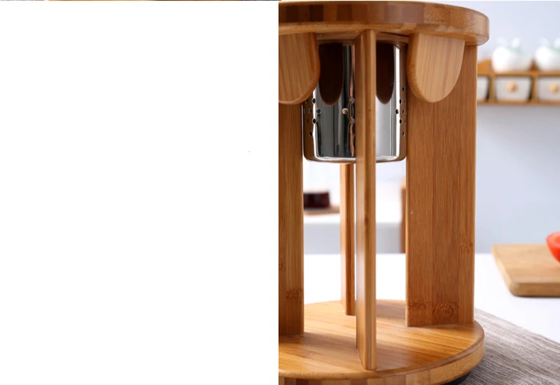 Вращающийся шасси Bamboo Ножи держатель многофункциональный древесины Ножи блок для стойки стеллаж для хранения Кухня Инструменты