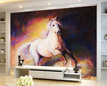 

beibehang Custom wall sticker embossed abstract white horse 3d photo wallpaper TV background decoration wallpaper Home interior