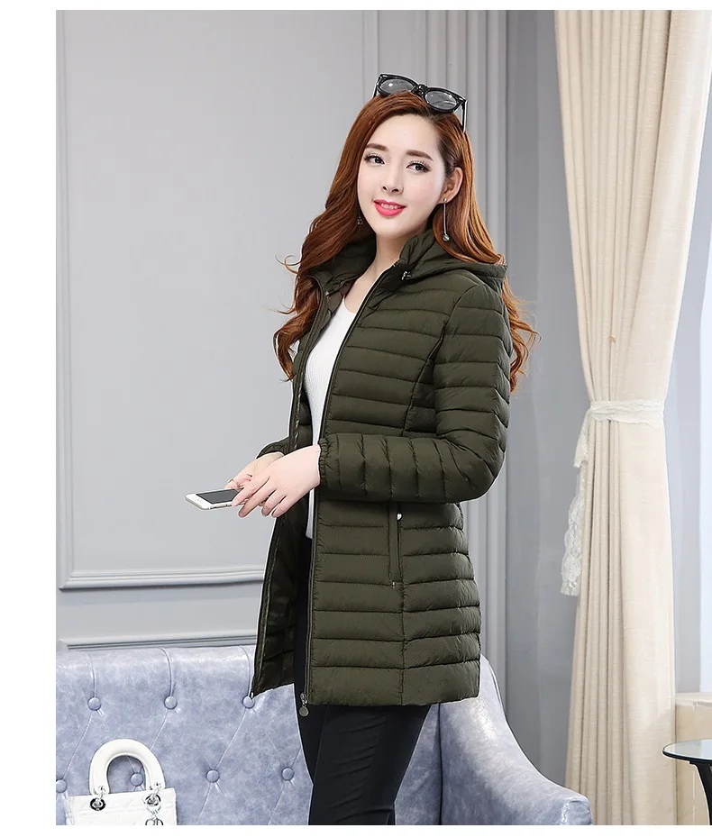 Плюс Размер 6XL зимняя длинная приталенная куртка пальто Женская корейская мода теплая хлопковая куртка с капюшоном парка Женская свободная Базовая куртка