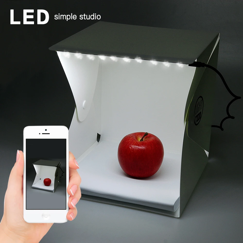 

Rovtop Mini Folding Lightbox Photo Studio LED Desktop Studio Portable Photography Lightbox Studio for Smartphone Camera