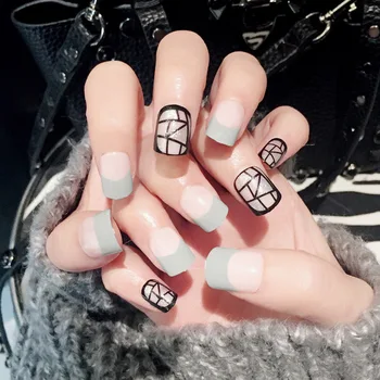 

New 24pcs Fashion magazine style Fake nails patch (Contains no glue)