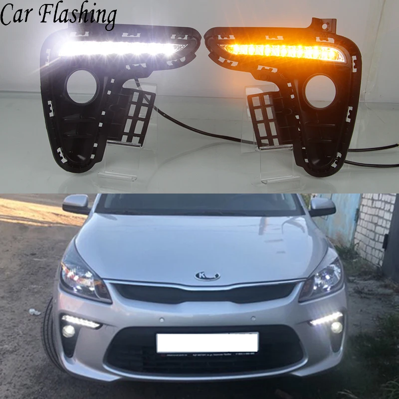 Car Flashing 2Pcs Yellow Turning Signal Waterproof ABS Car DRL 12V LED