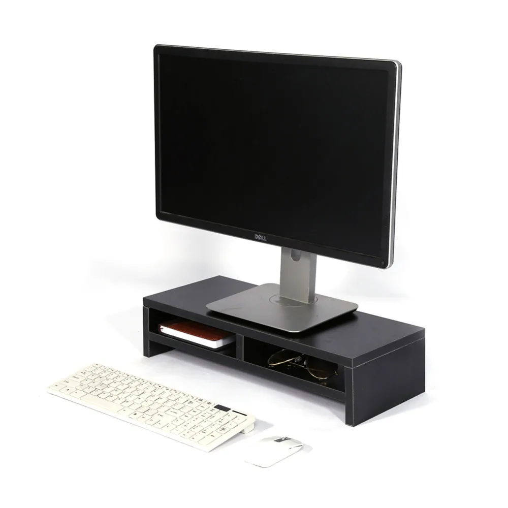 Wood Desktop Monitor Stand LCD TV Laptop Rack Computer Screen Riser Shelf Office Desk Monitor Stand