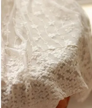 

cream cotton embroidered lace fabric with daisy, mesh lace fabric, tulle lace fabric, wedding decorations