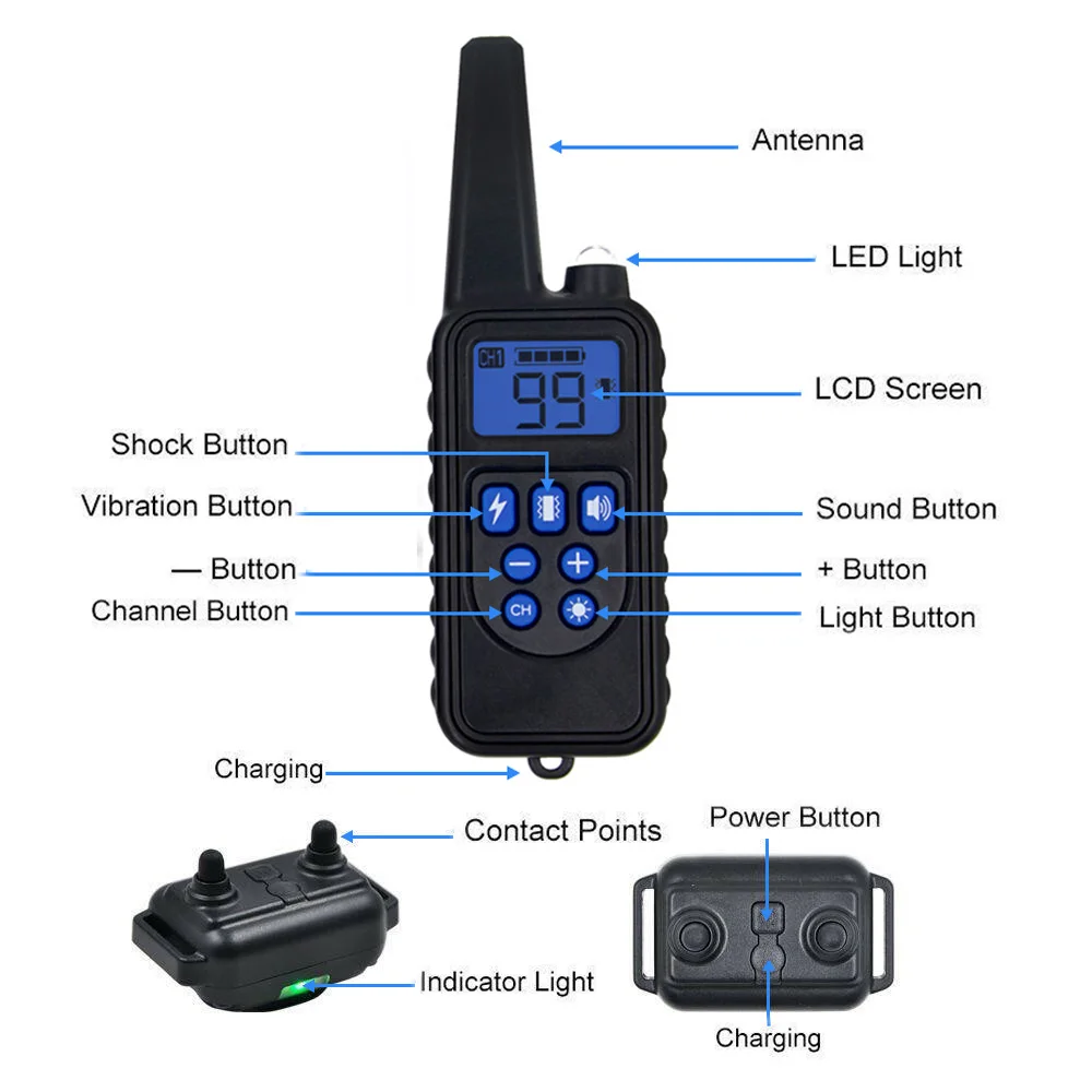 Водонепроницаемый ошейник для дрессировки собак с дистанционным управлением, перезаряжаемый регулируемый уровень, ошейник для дрессировки собак, аксессуары для собак
