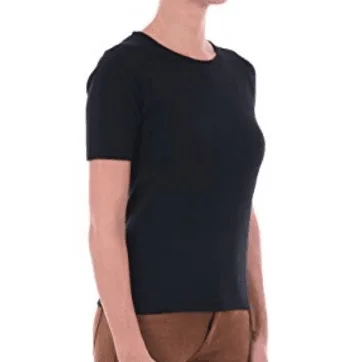 Тяжелое качество 200GSM австралийская мериносовая шерсть женская футболка с коротким рукавом, Женская футболка из мериносовой шерсти, размер от S до 2XL - Цвет: Black 200GSM