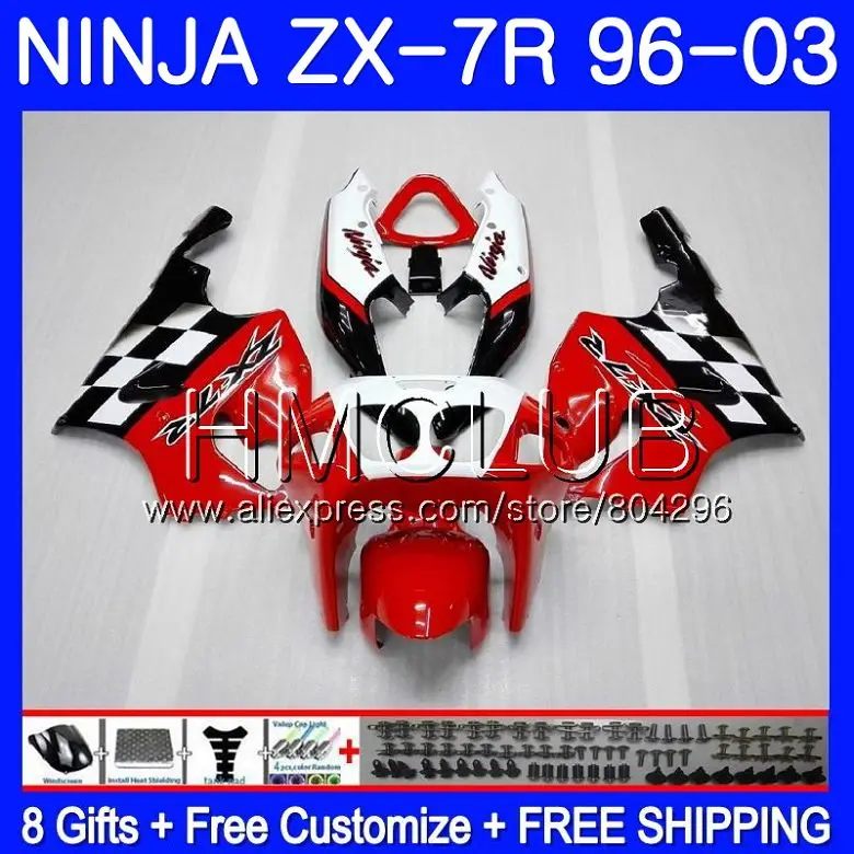 

Body For KAWASAKI NINJA ZX-7R ZX750 ZX 7R 00 01 02 03 11HM.15 ZX 7 R ZX 750 ZX7R 1996 2000 2001 2002 2003 Factory red Fairings