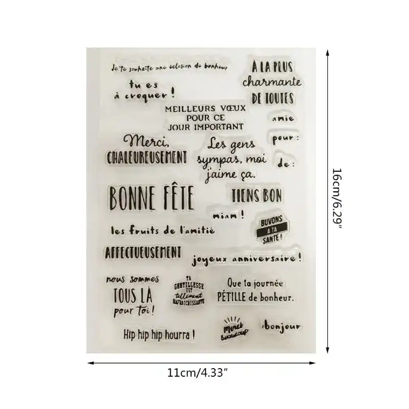 Mcsibobce French Letter Silicone Clear Stamp DIY Scrapbooking Embossing Photo Album Decorative Paper Card Craft Art Handmade Gift