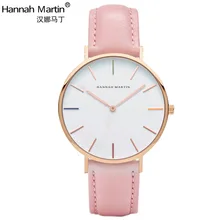 Hannah Martin De Luxe Marque Montres Dames Quartz Affaires Montre En Nylon en cuir Rose Or Argent Horloge Relojes Mujer Montre Femme