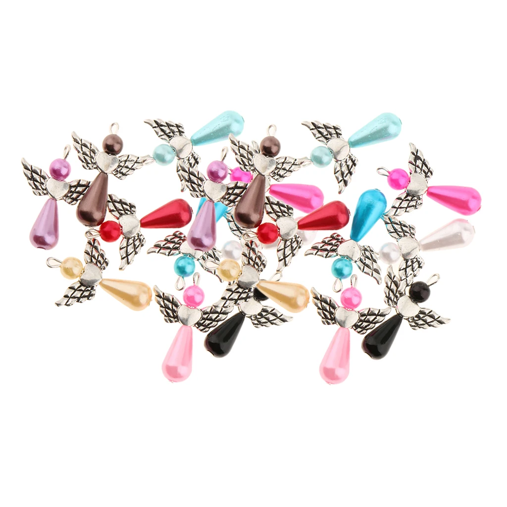20 Pieces Assorted Angel Wing Charms Pearl Pendant Jewelry Making Findings for Earrings Bracelets Necklaces