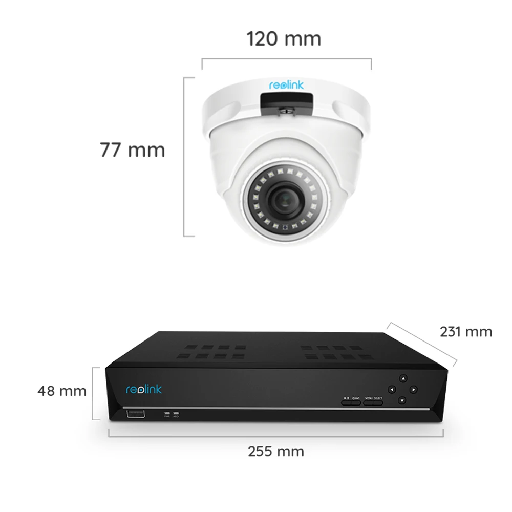 Reolink 4MP 8CH PoE Kit de Sistema de Videovigilancia Impermeable para Hogar y Negocio RLK8-420D4-4MP con 4X 4MP C/ámaras IP Exterior Interior y 8CH NVR con 2TB HDD