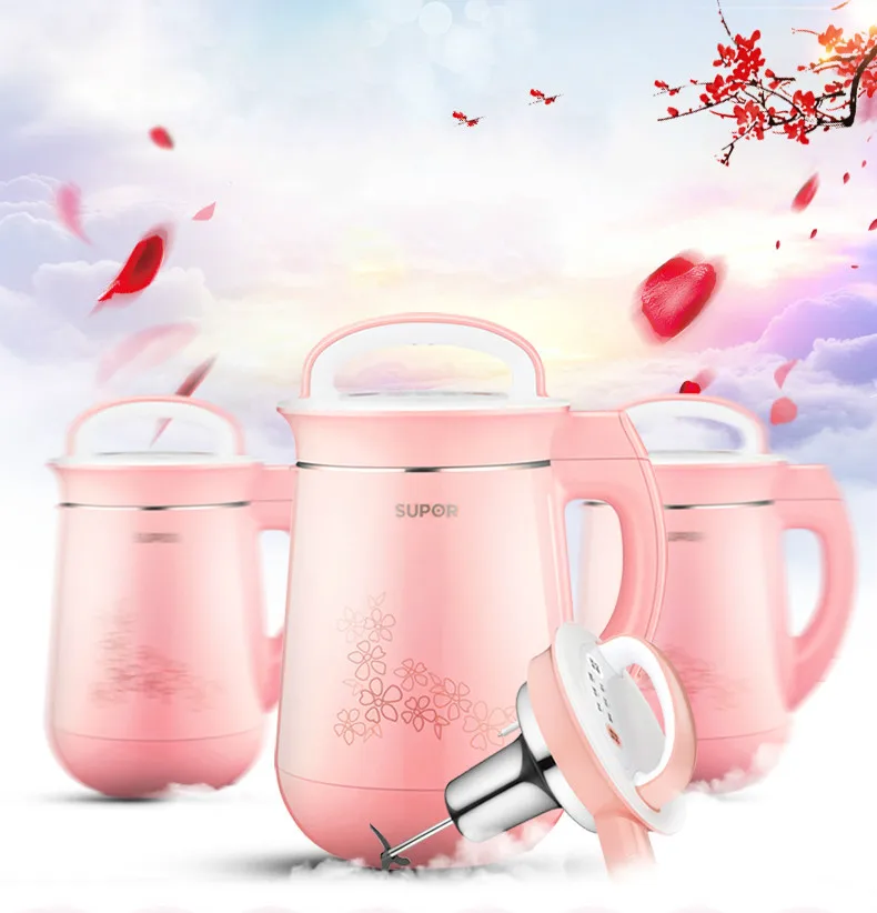 

Electric Soymilk Maker Automatic Multi-functional Household Filter-free Soybean Machine 1.3L with Stanless Steel Bright Pink