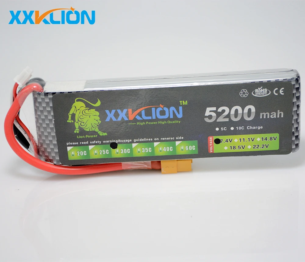 XXKLION 2S Lipo Battery 7.4v 5200mAh 30C for remot...