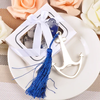 

50pcs/lot Creative white anchor metal bottle opener wedding gift Promotion gift Wedding gifts wholesale Party supplies