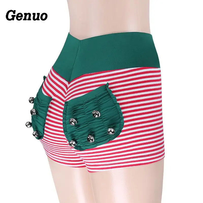 Genuo Sexy Jingle Bell Push Up Elastic Shorts Women Striped Back Ruched Pocket Sporty Sweatpants Girls 2018 Christmas Shorts Genuo Sexy Jingle Bell Push Up Elastic Shorts Women Striped Back Ruched Pocket Sporty Sweatpants Girls 2018 Christmas Shorts